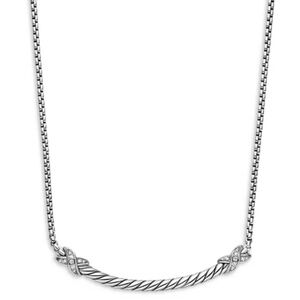 David Yurman Petite X Diamond Bar Pendant Necklace!